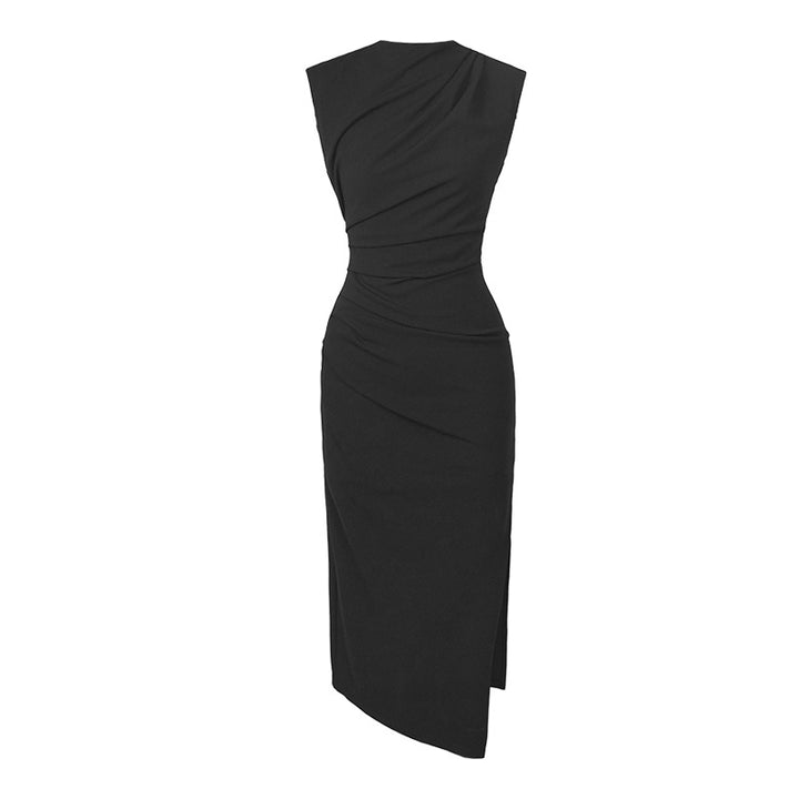 Slim Fit Slit Dress – Elegant Pure Color Slimming Style-SH-DR-0119