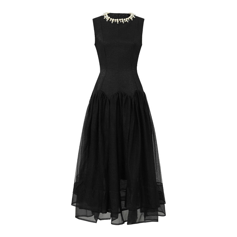 Black High Waist Slim Long Sleeveless Dress-SH-DR-0111
