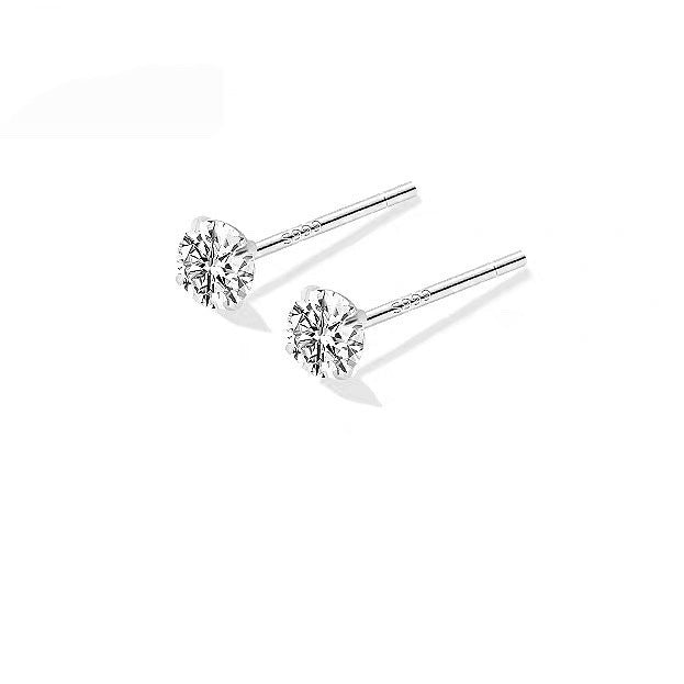 S999 Sterling Silver Four-Claw Stud Earrings – Simple Unisex Anti-blocking Design-SH-FJ-010