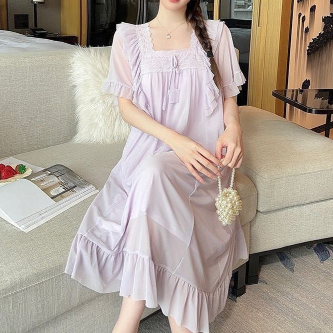 Fairy Princess Mesh Lace Pajama Dress – Summer One-Piece Sleepwear for Women-SH-PJS-0111