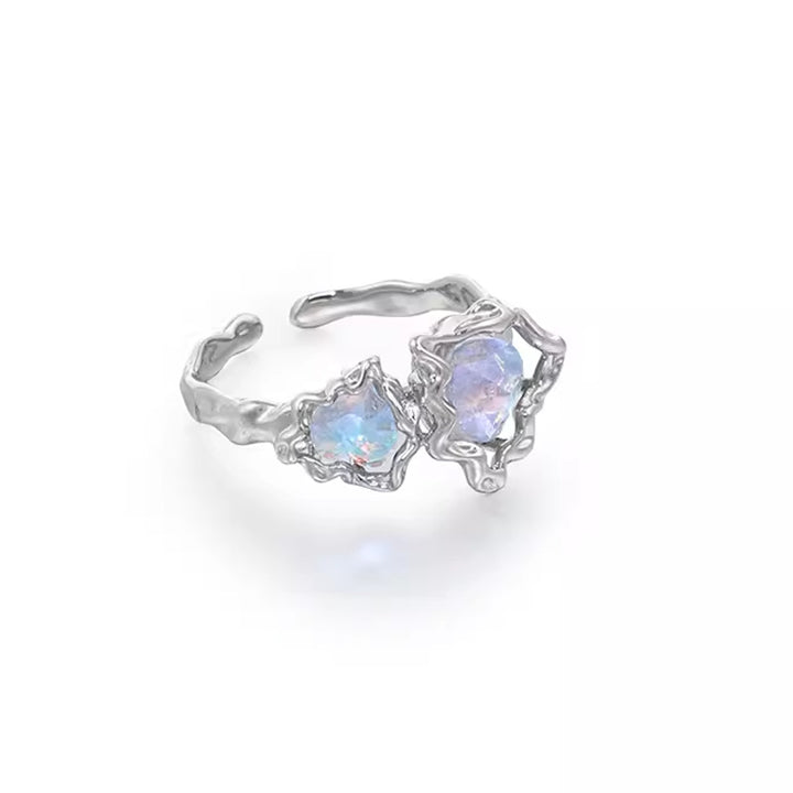 Love Moonstone Open Ring – Geometric INS Style Copper Ring for Women-SH-FJ-017