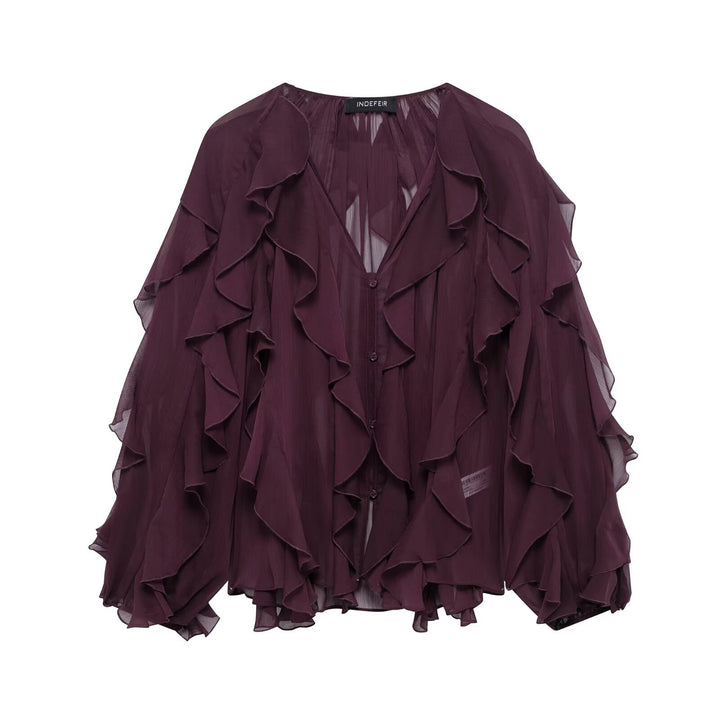 Women's Trendy Laminated Thread Shirt – Long Sleeve Loose Fit Street Style-SH-TOP-008