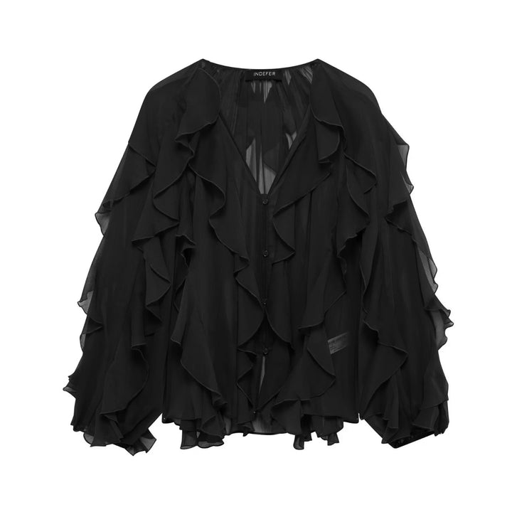 Women's Trendy Laminated Thread Shirt – Long Sleeve Loose Fit Street Style-SH-TOP-008