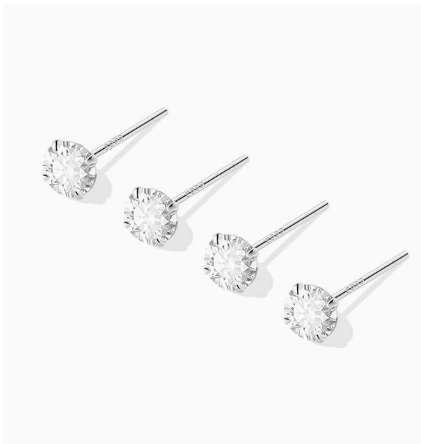 999 Sterling Silver Diamond Stud Earrings – Sun, Moon & Cloud Designs for Women-SH-FJ-011