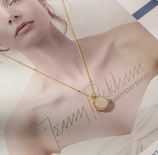 Adjustable Opal Clavicle Chain for Girls – Geometric Pendant Necklace-SH-FJ-009