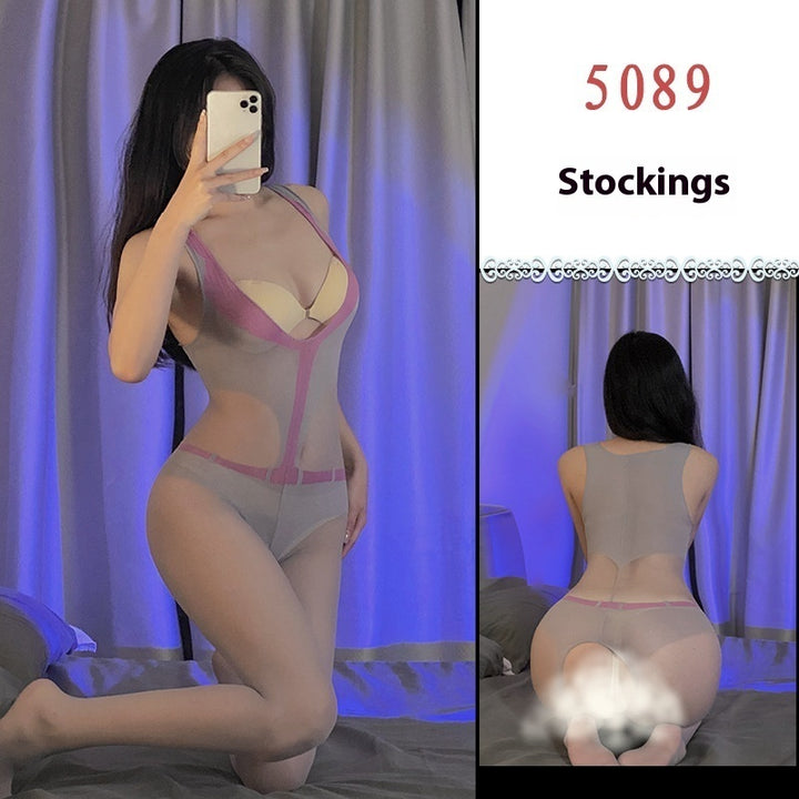Sheer Mesh Lingerie Set with Jumpsuit & Stockings – Seductive & Elegant-SH-LNG-0123