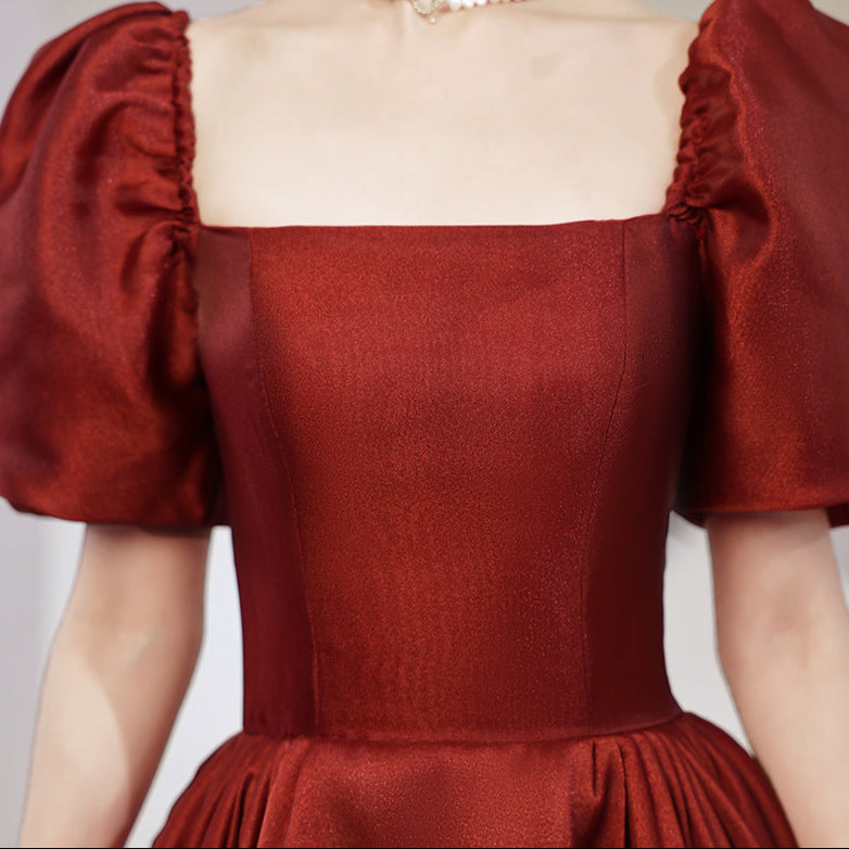 Elegant Burgundy Engagement Evening Dress – Formal Long Gown for Women-SH-WD-0412