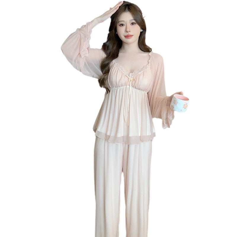 طقم بيجامات Pure Desire Homewear من الدانتيل والمودال يمكن ارتداؤه في الخارج