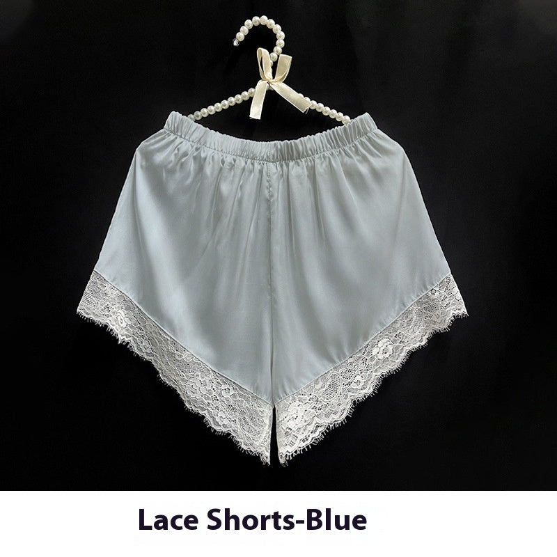 Elegant Lace-Trimmed Two-Piece Ice Silk Homewear Set – Comfortable & Stylish-SH-LNG-0117