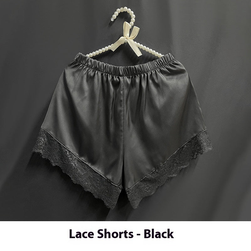 Elegant Lace-Trimmed Two-Piece Ice Silk Homewear Set – Comfortable & Stylish-SH-LNG-0117