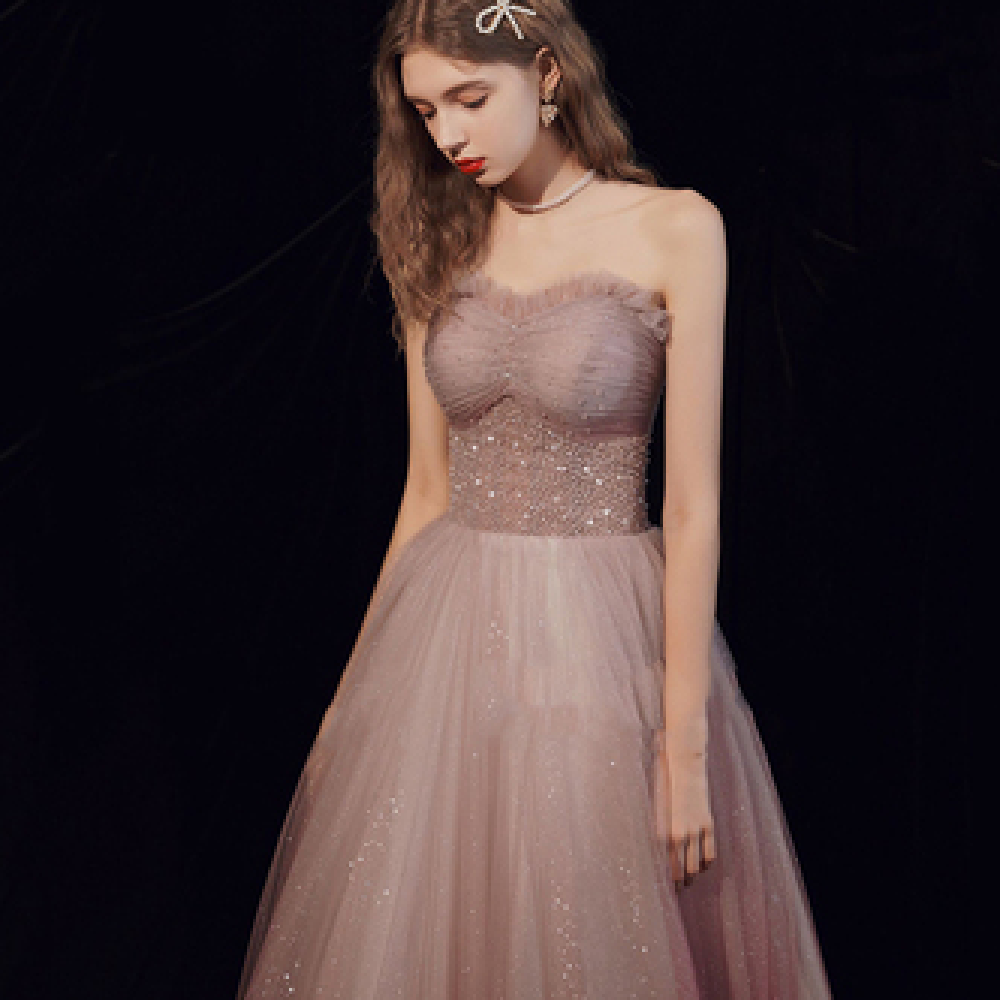 Walk Show Beaded Toast Dress - JOcaste
