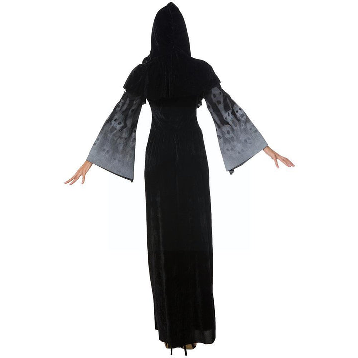 Halloween New Skull Print Witch Long Vampire Costume, Queen Dress Costume - JOcaste