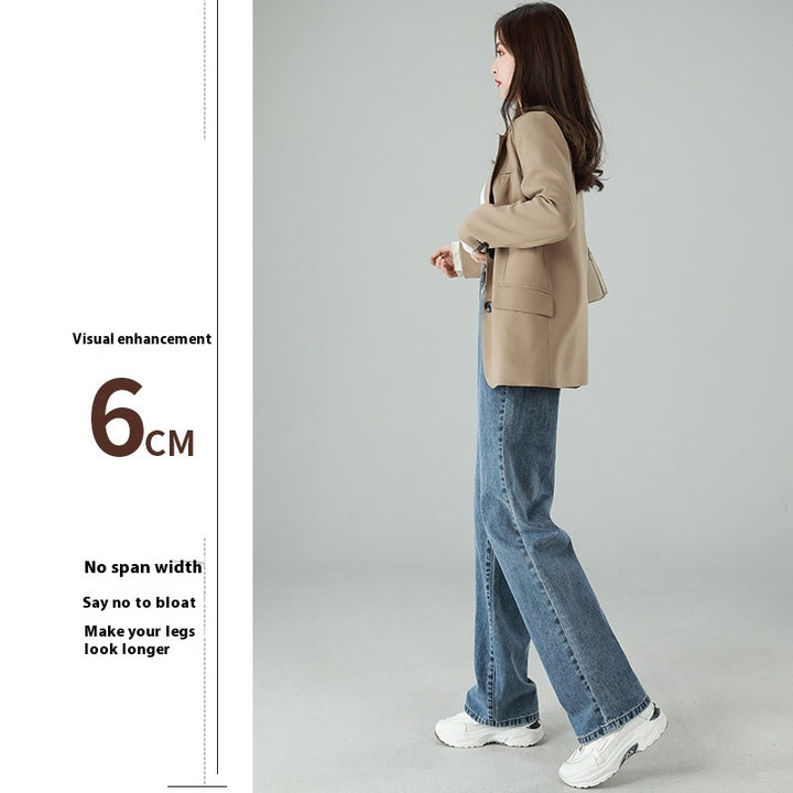 Women’s High-Waist Straight-Leg Jeans – Retro Washed Wide-Leg Denim for Spring & Autum-SH-BT-020