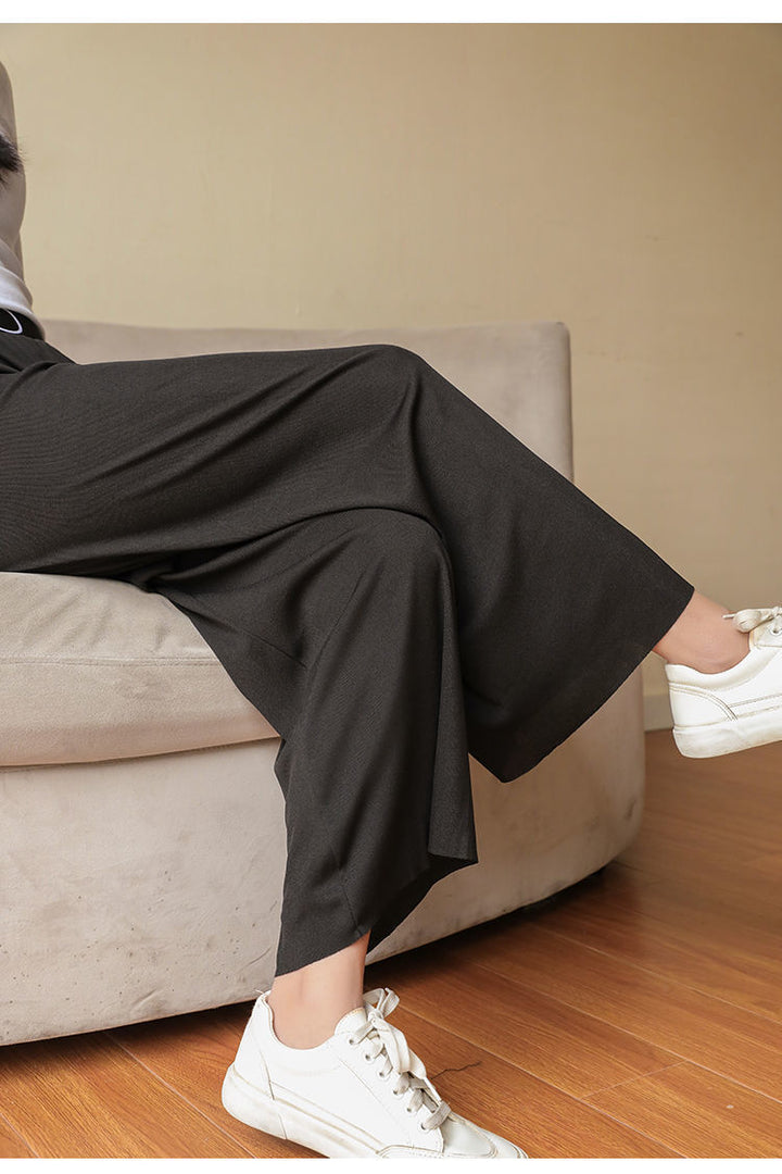 High Waist Loose Straight-Leg Cropped Pants – Casual Slimming Trousers with Pockets-SH-BT-022