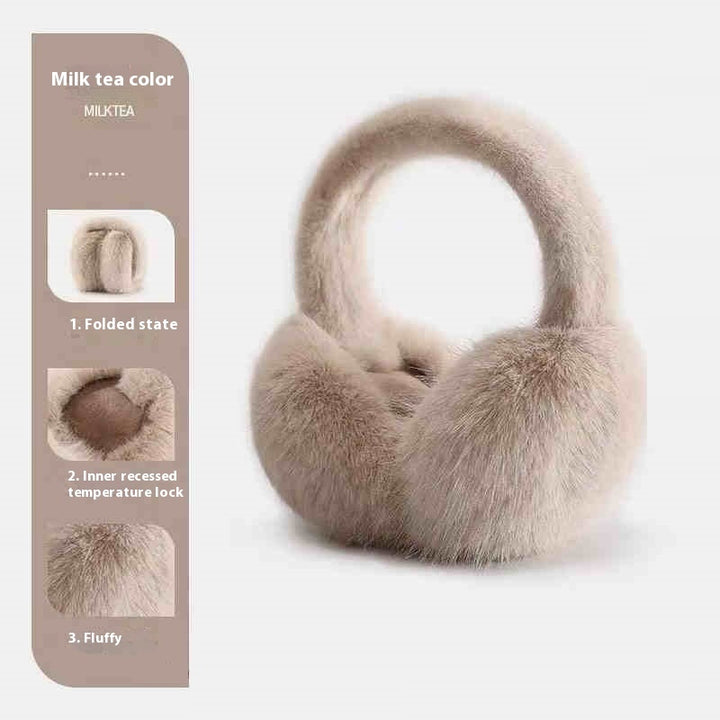 Monochrome Plush Ear Muffs – Warm, Portable, and Foldable for Winter