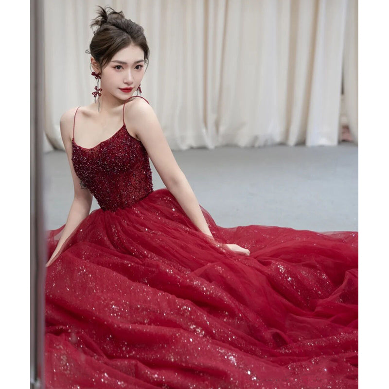 Fashion Personality Red Evening Dress Girl - JOcaste