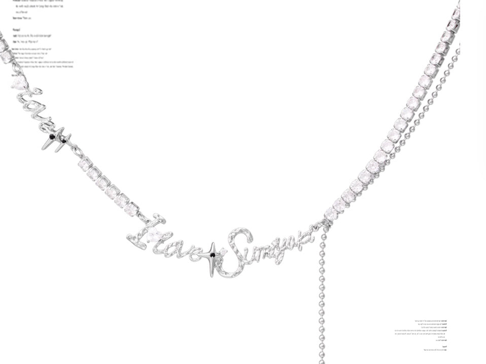 INS Style Personalized Clavicle Necklace – Retro Copper Chain with Cubic Zirconia-SH-FJ-019