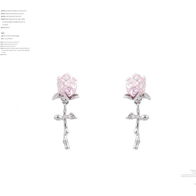 Rose Silver Stud Earrings – 2cm S925 Needl-SH-FJ-012