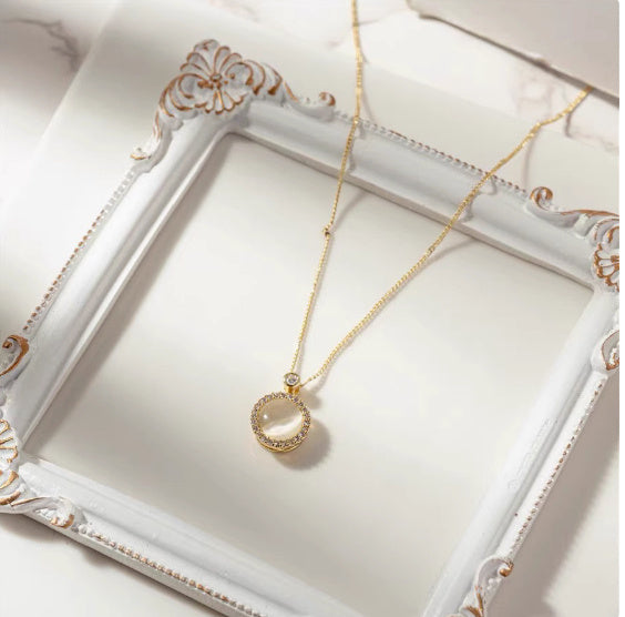 Adjustable Opal Clavicle Chain for Girls – Geometric Pendant Necklace-SH-FJ-009