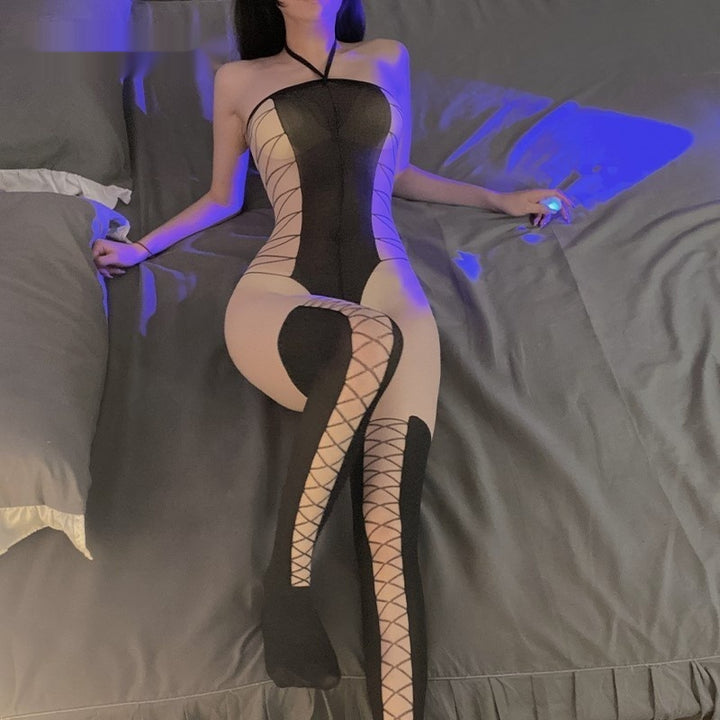 Sheer Mesh Lingerie Set with Jumpsuit & Stockings – Seductive & Elegant-SH-LNG-0123