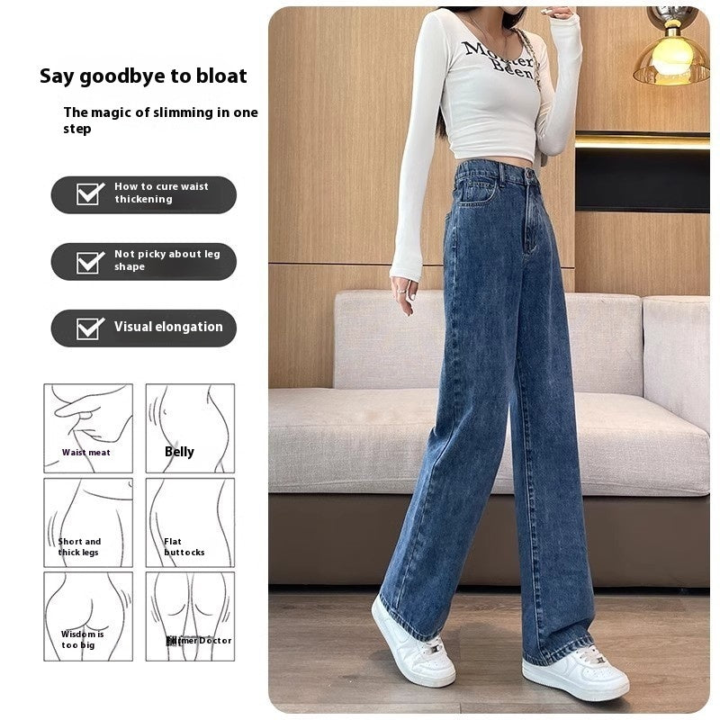 High Waist Straight Wide-Leg Denim Pants – Slimming & Loose Fit-SH-BT-002