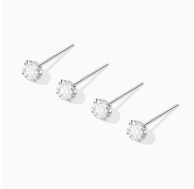 999 Sterling Silver Diamond Stud Earrings – Sun, Moon & Cloud Designs for Women-SH-FJ-011